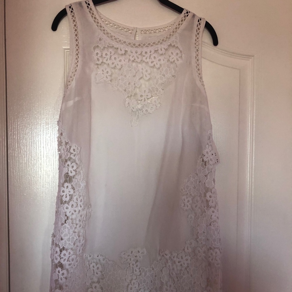 White imitation crochet dress
